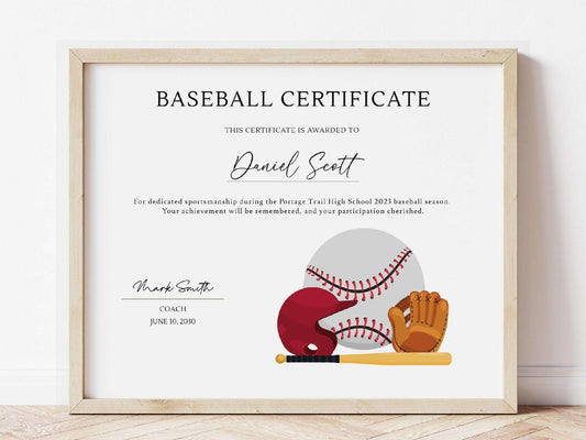 Baseball Award Certificate Design Template - Digital Doc Inc