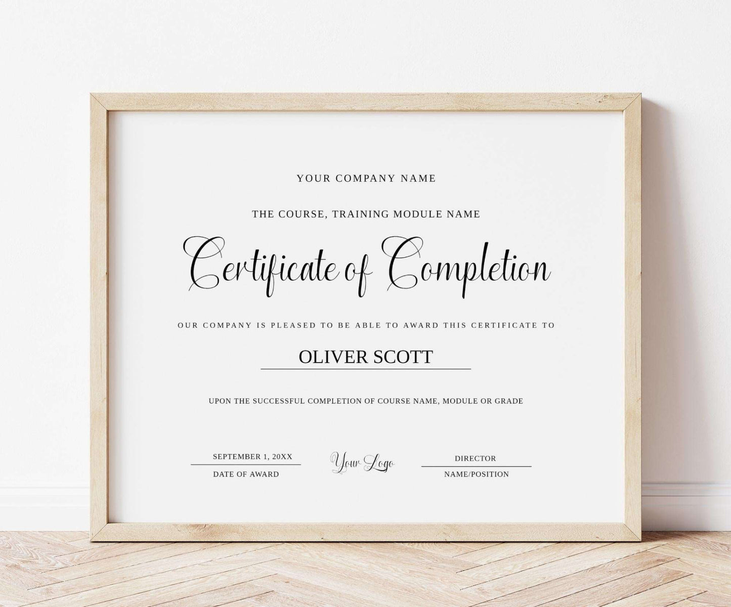 Certificate of Completion Editable Template - Digital Doc Inc