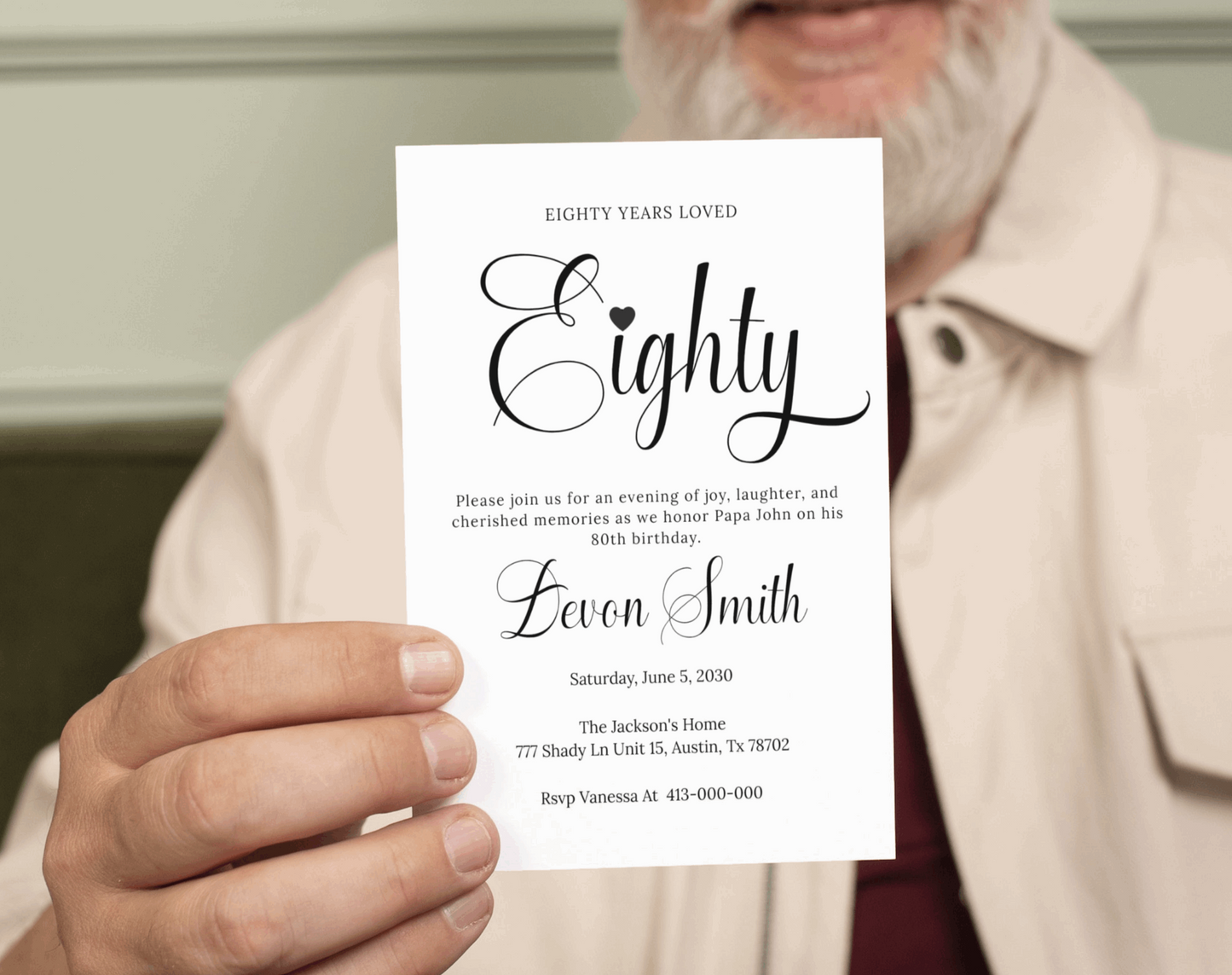 80th Birthday Party Invitation - Digital Doc Inc
