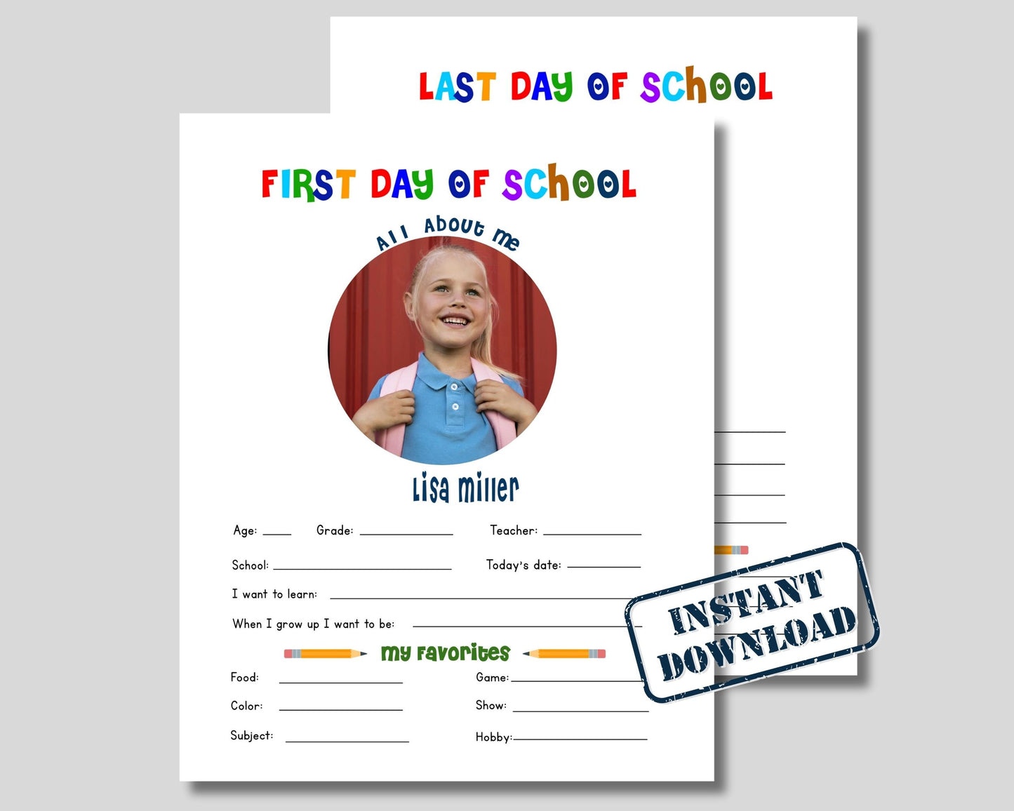 Editable First Day of School Sign - Digital Doc Inc