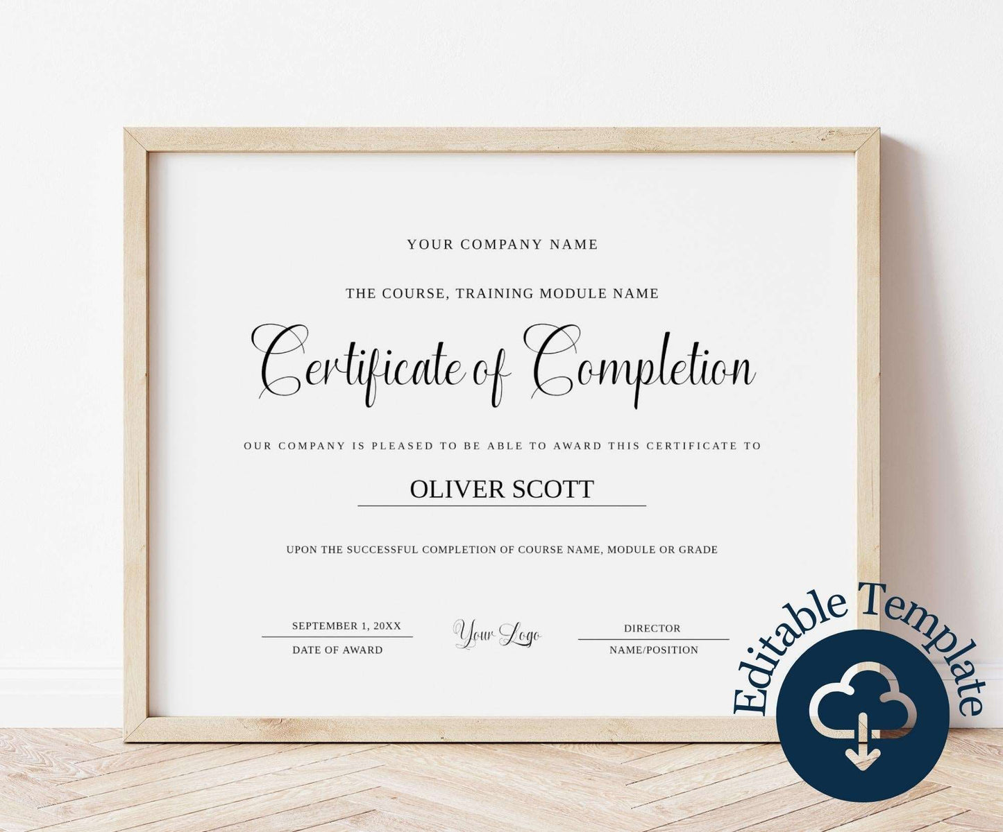 Certificate of Completion Editable Template - Digital Doc Inc