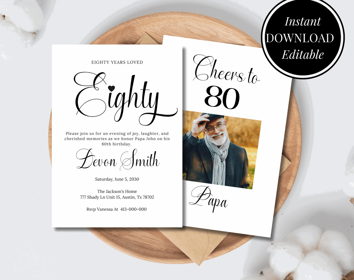 80th Birthday Party Invitation - Digital Doc Inc