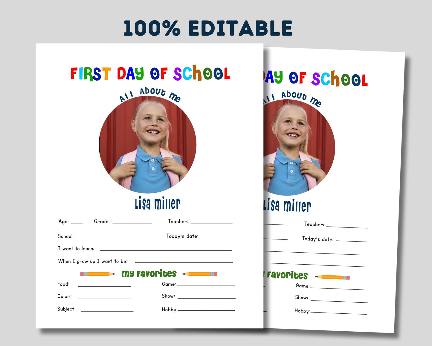 Editable First Day of School Sign - Digital Doc Inc