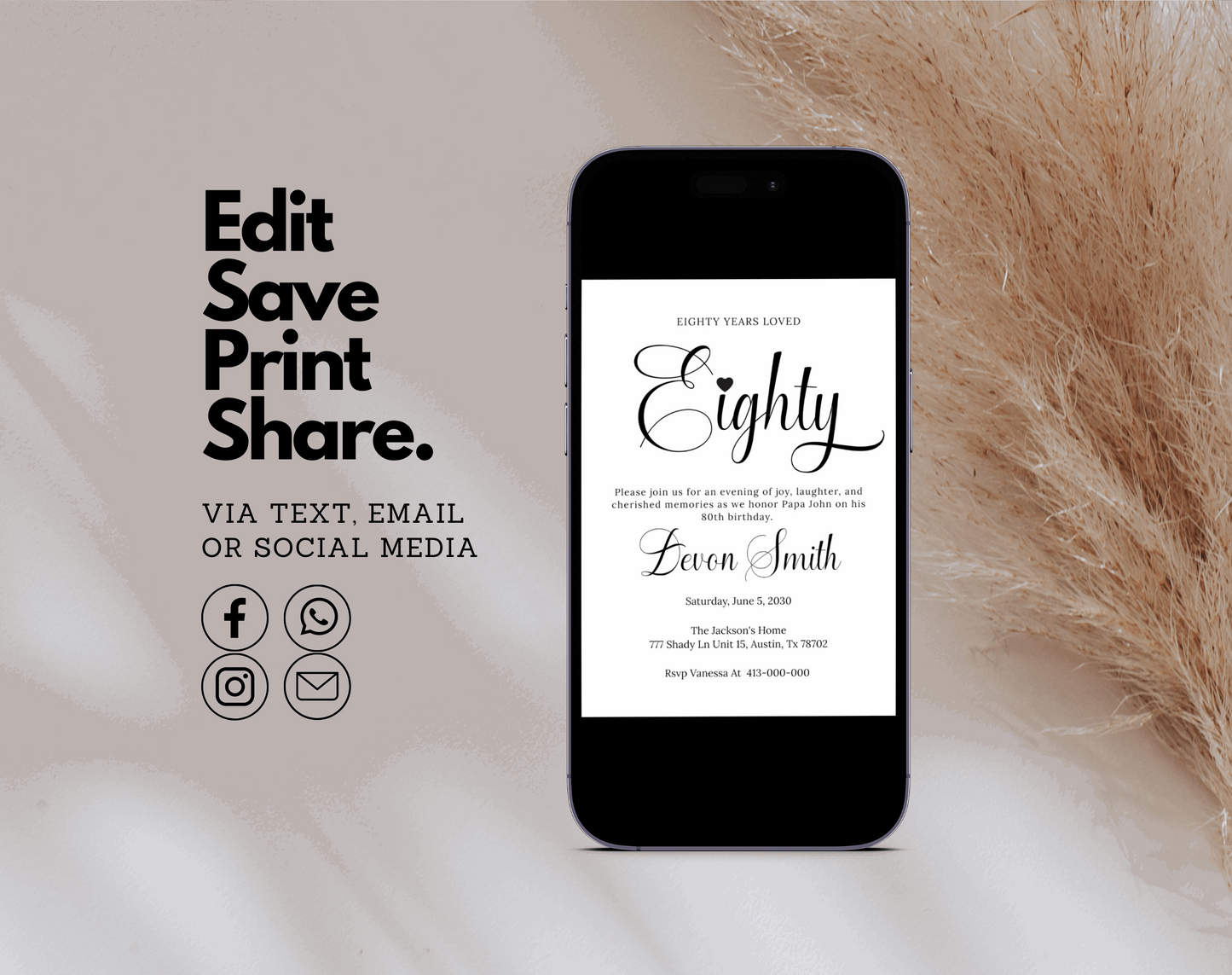 80th Birthday Party Invitation - Digital Doc Inc
