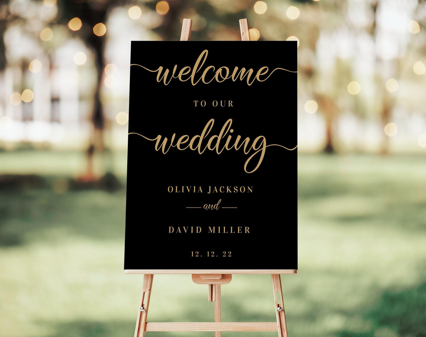 Black & Gold Wedding Welcome Sign - Digital Doc Inc
