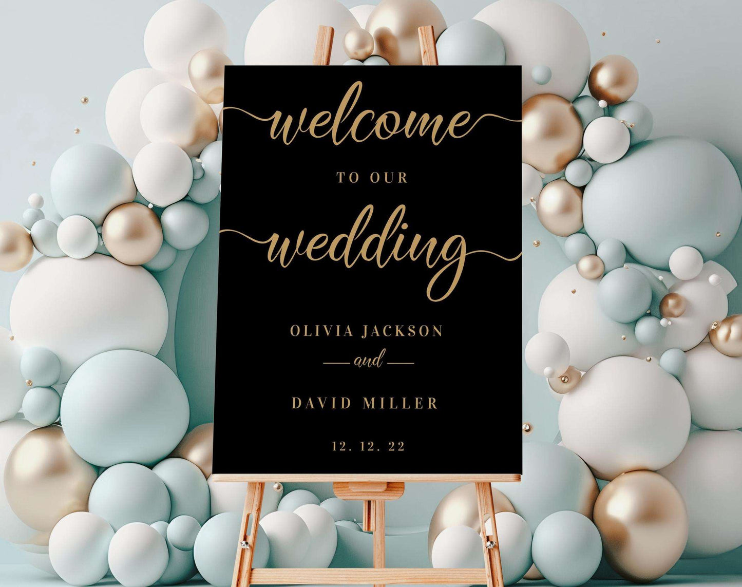 Black & Gold Wedding Welcome Sign - Digital Doc Inc