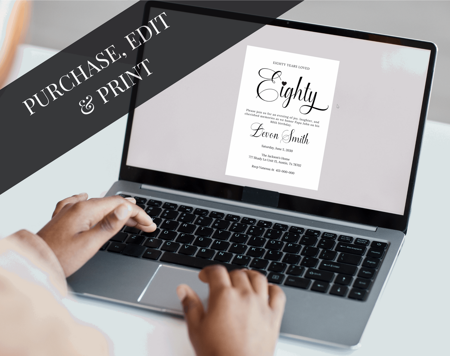 80th Birthday Party Invitation - Digital Doc Inc