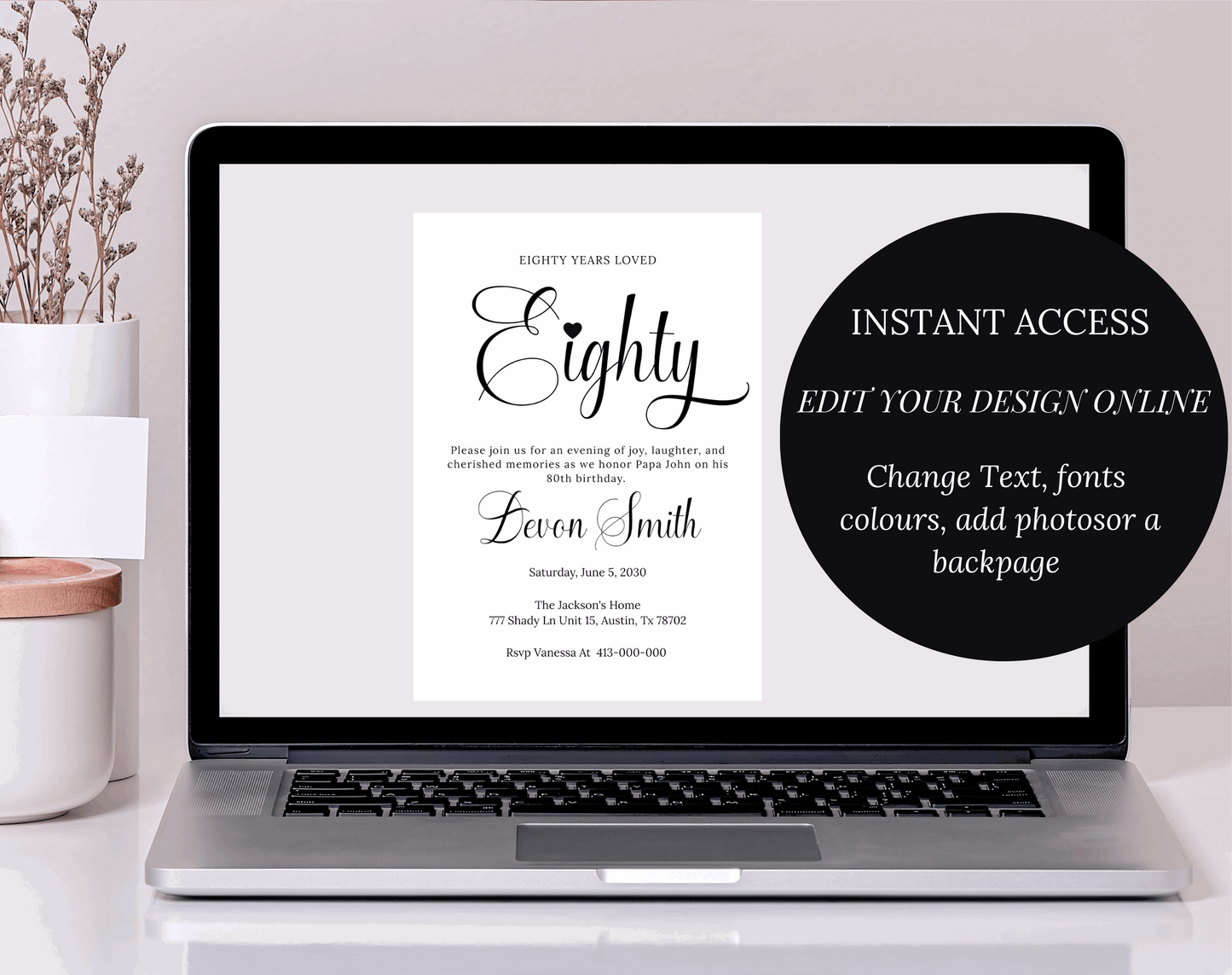 80th Birthday Party Invitation - Digital Doc Inc