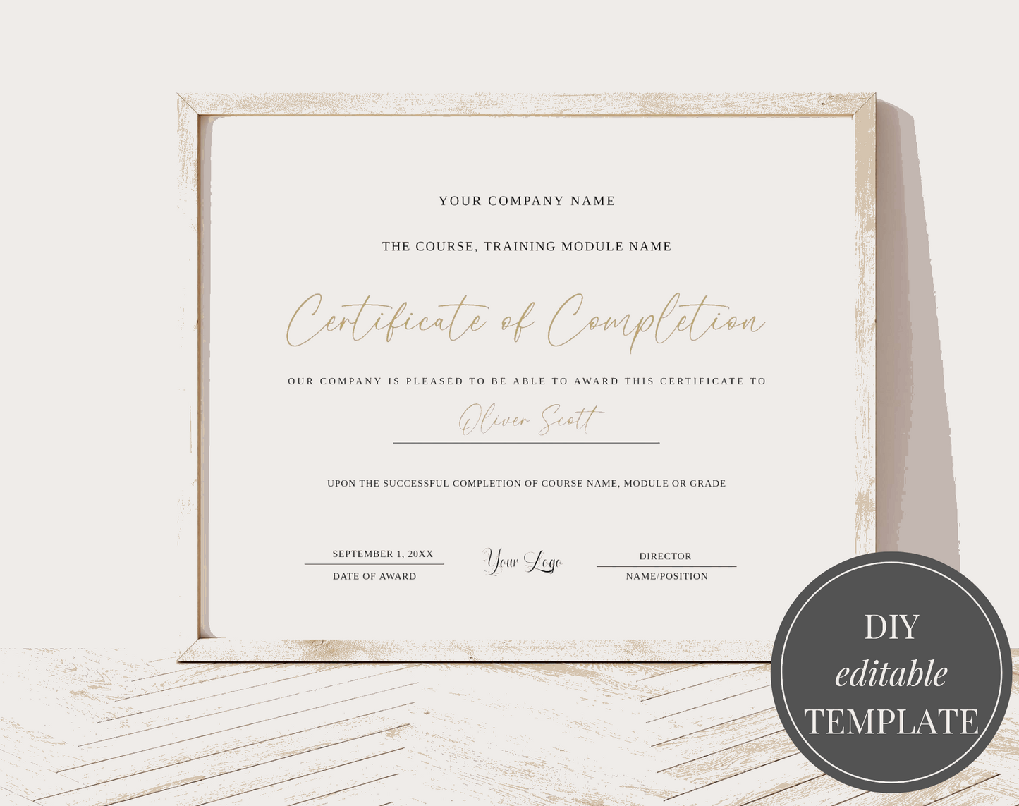 Editable Instant Download Printable Certificate Template