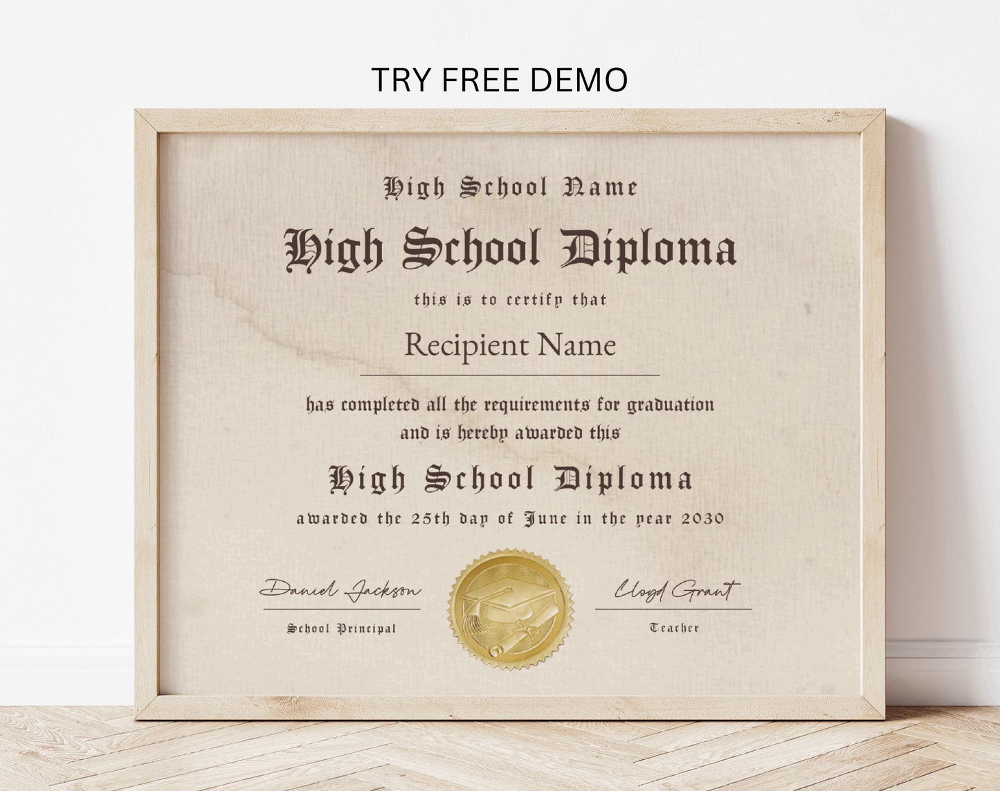 High school Diplomas template