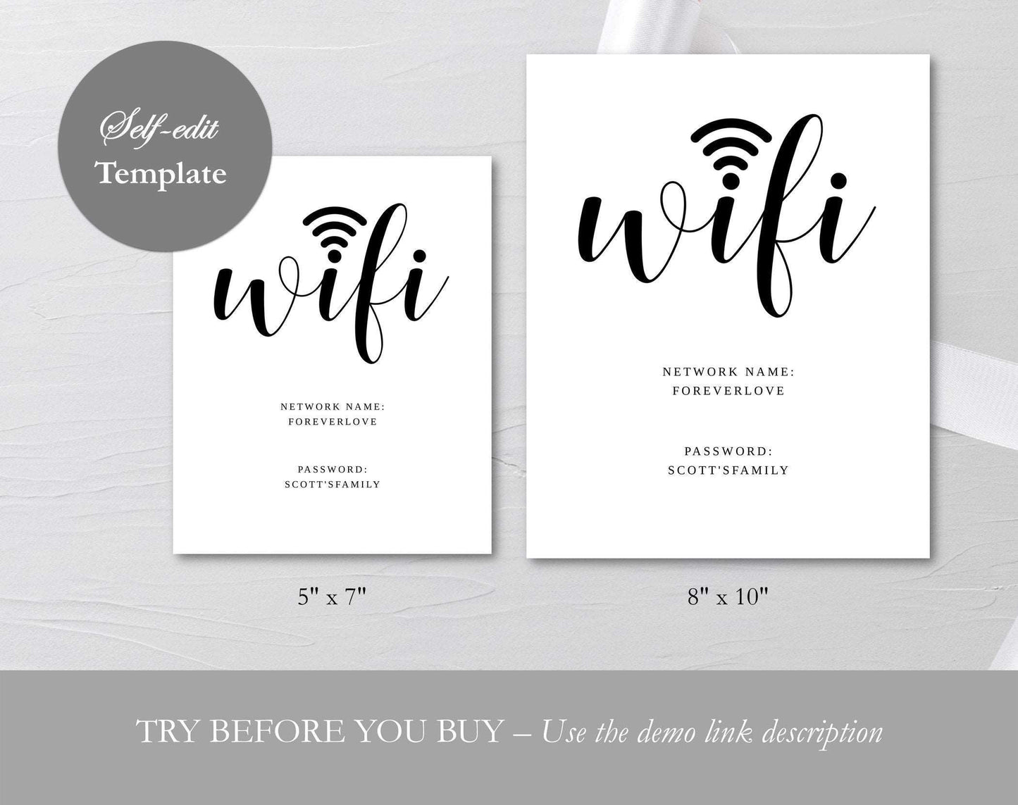 WIFI Sign Printable Instant Download - Digital Doc Inc