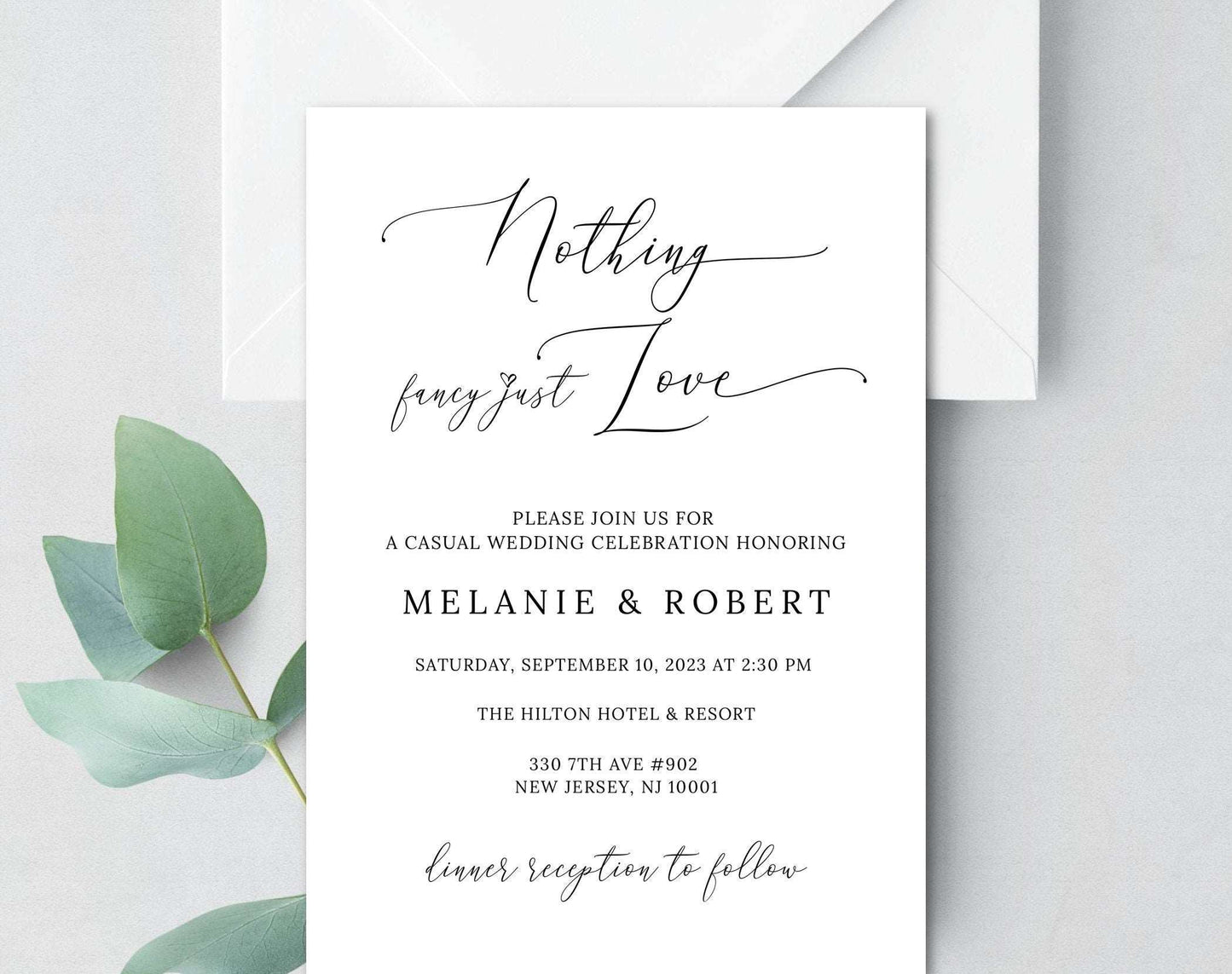 Nothing Fancy Just Love Wedding Invitation - Digital Doc Inc