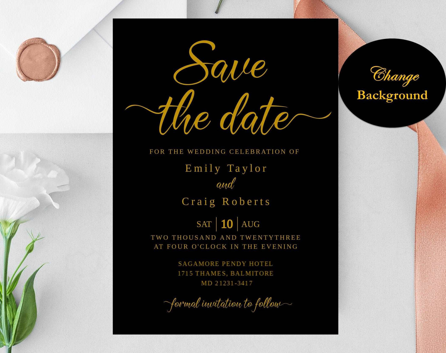 Black Save the Date Template - Digital Doc Inc