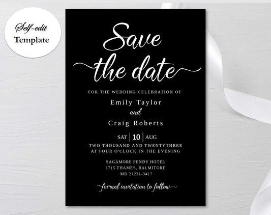 Black Save the Date Template - Digital Doc Inc