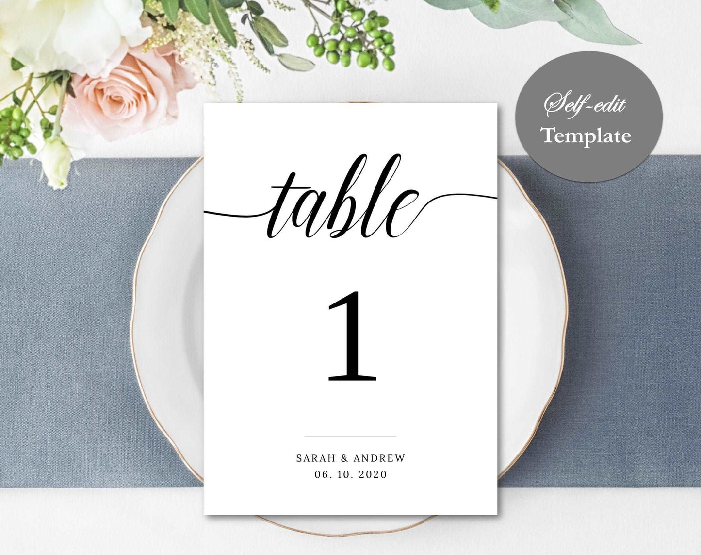Wedding Table Number Template - Digital Doc Inc