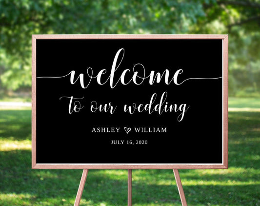 Black & White Wedding Welcome Sign - Digital Doc Inc