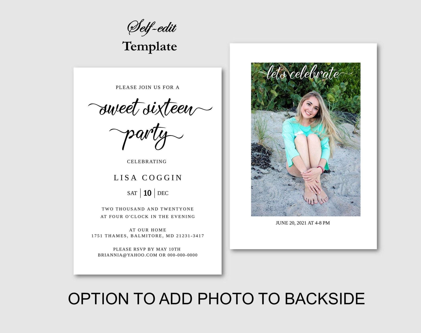Sweet 16 Birthday Invitation Template - Digital Doc Inc