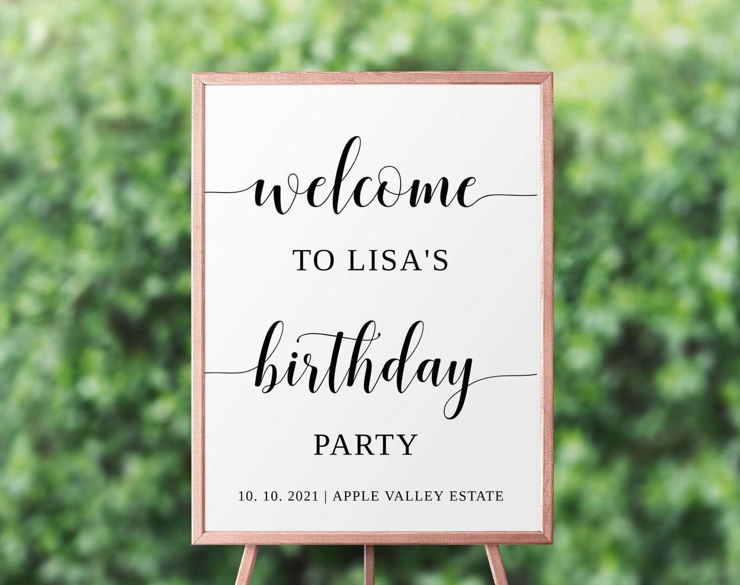 Birthday Party Welcome Sign Blue and Gold - Digital Doc Inc