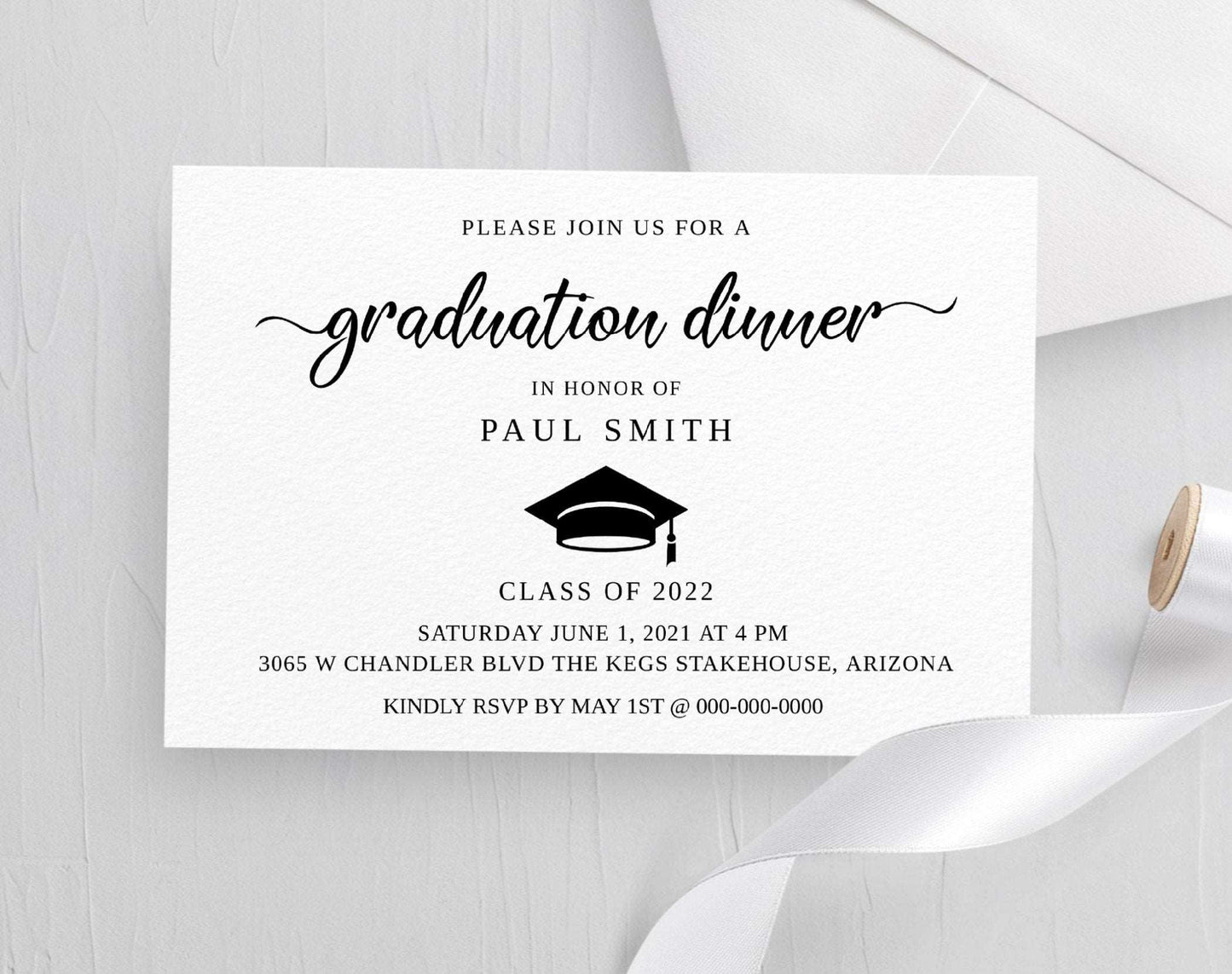 Graduation Announcement Invitation Template, Photo Graduation Party, Modern Graduation Invite Printable, College Graduation Evite, Email