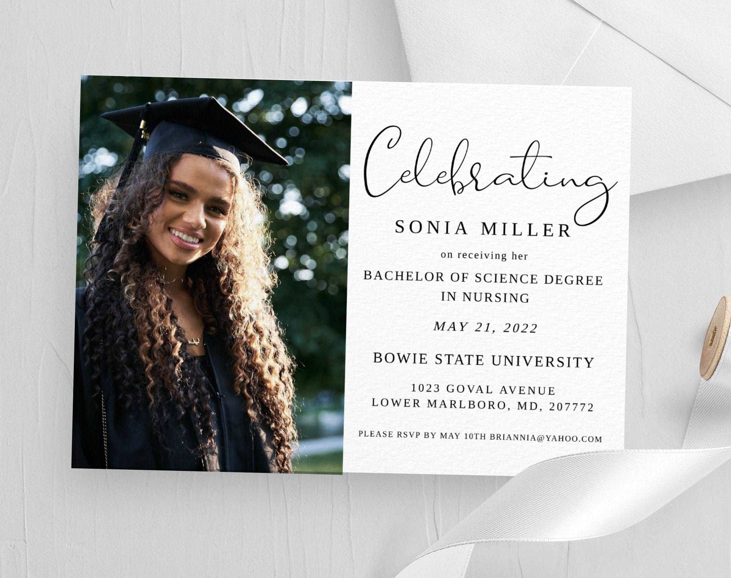 Graduation Card Template, Photo Graduation Invitation, Instant Download, Graduation Dinner Party, RN, BSN, NP, Lpn College, Senior, Editable