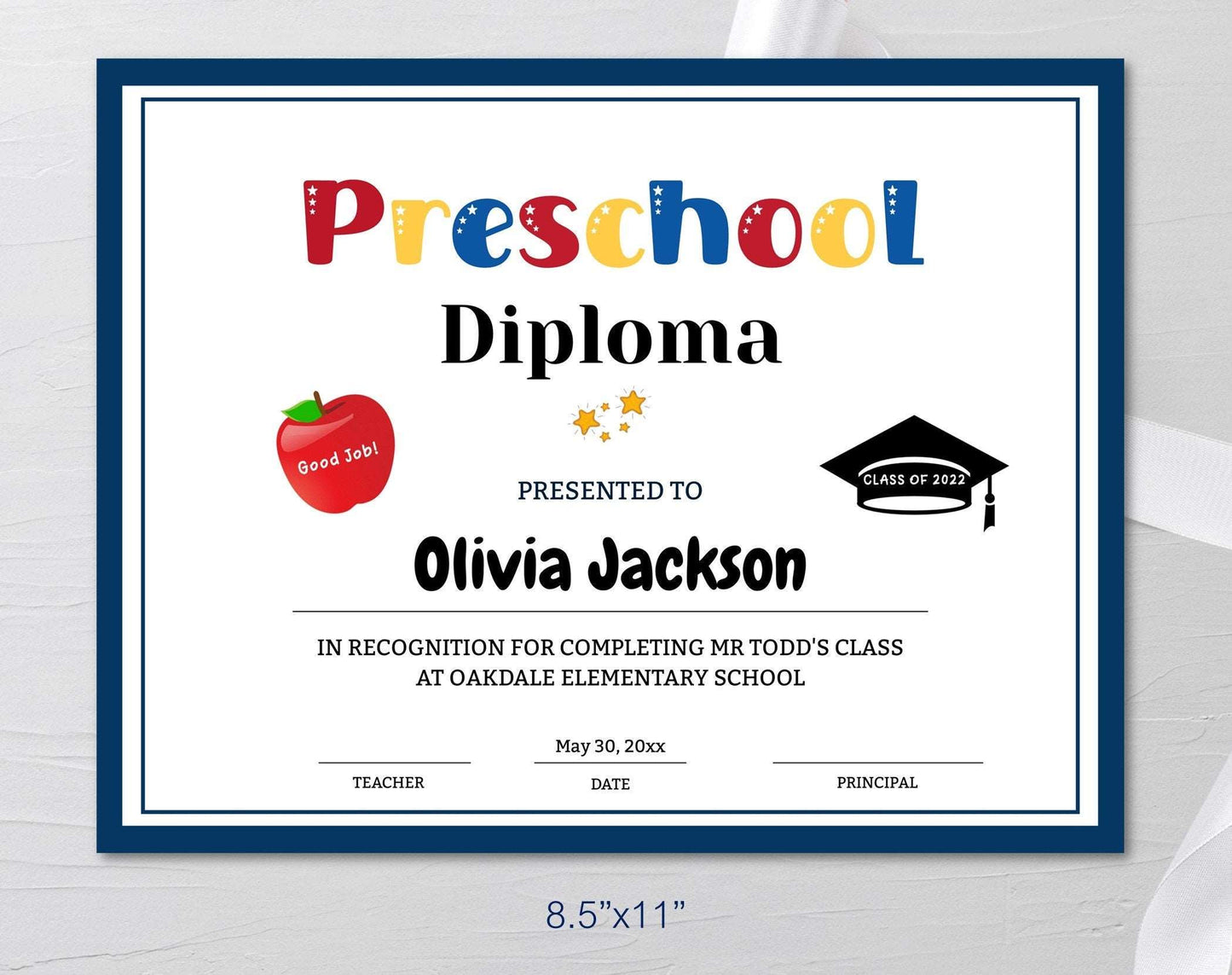Preschool or Elementary Graduation Diploma Printable