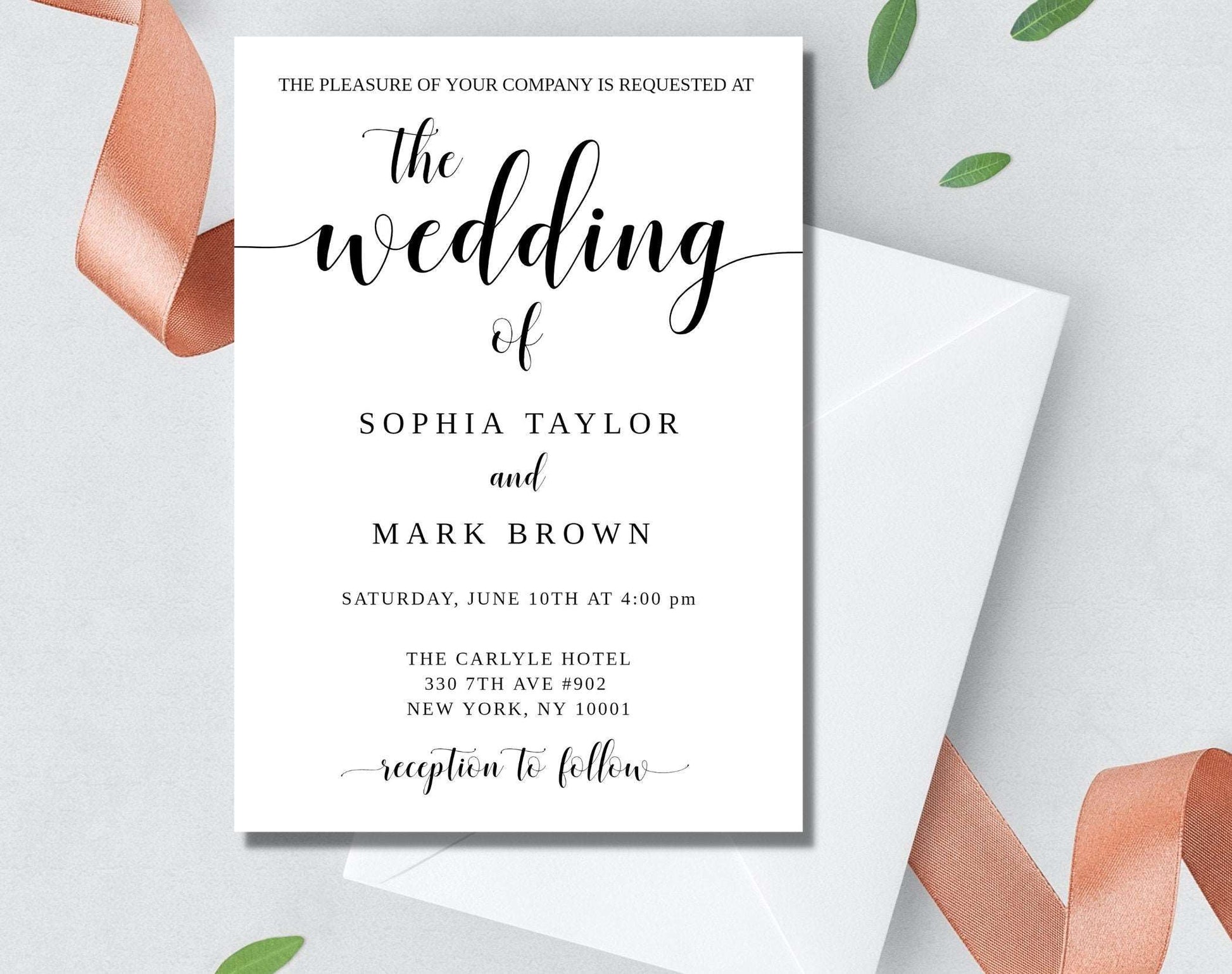 Minimalist Wedding Invitation Template - Digital Doc Inc
