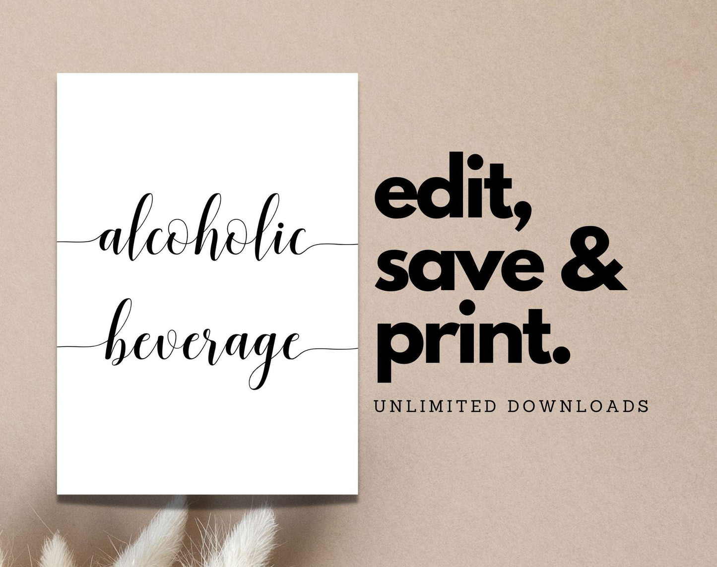 Alcoholic Beverage Party Sign, Booze Bash Decorations - Digital Doc Inc