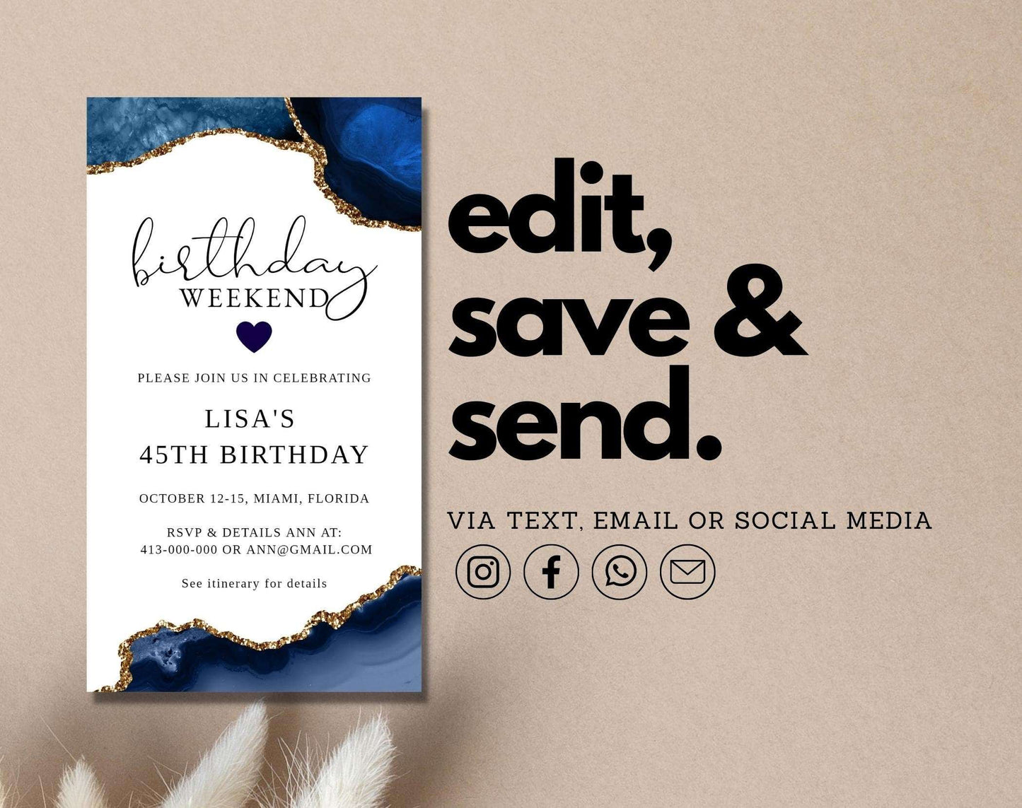 Blue birthday invitation template - Digital Doc Inc