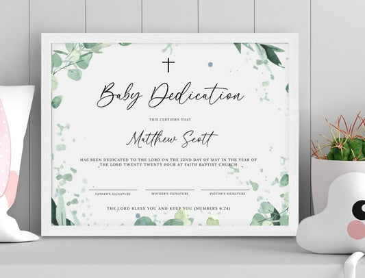Baby Baptism Certificate Template Editable Printable Instant Download