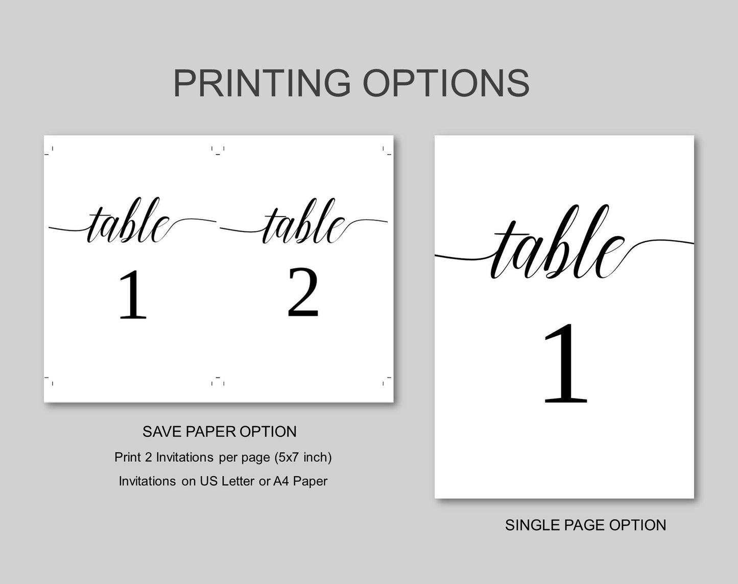 Wedding Table Number Template - Digital Doc Inc