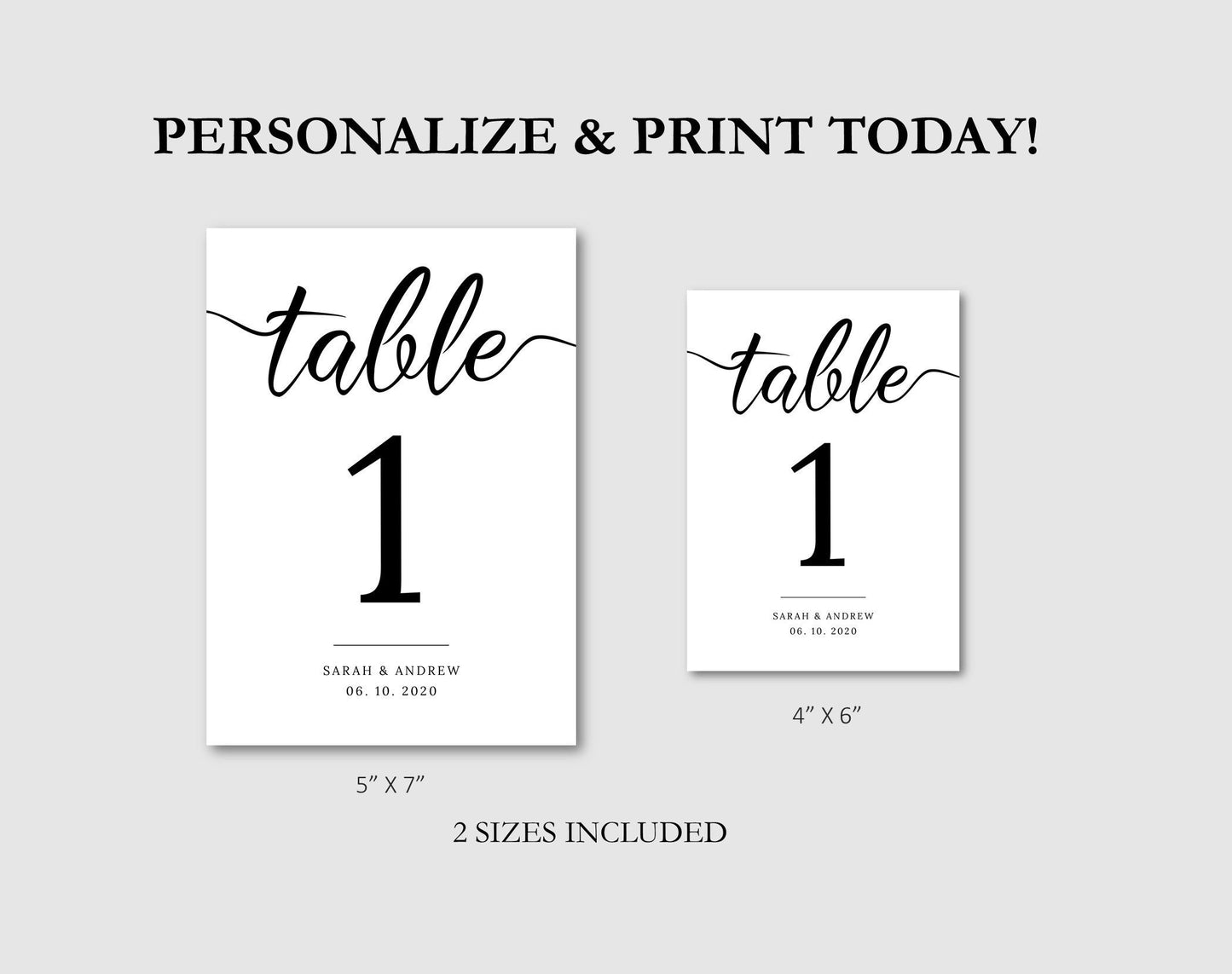 Wedding Table Number Template - Digital Doc Inc