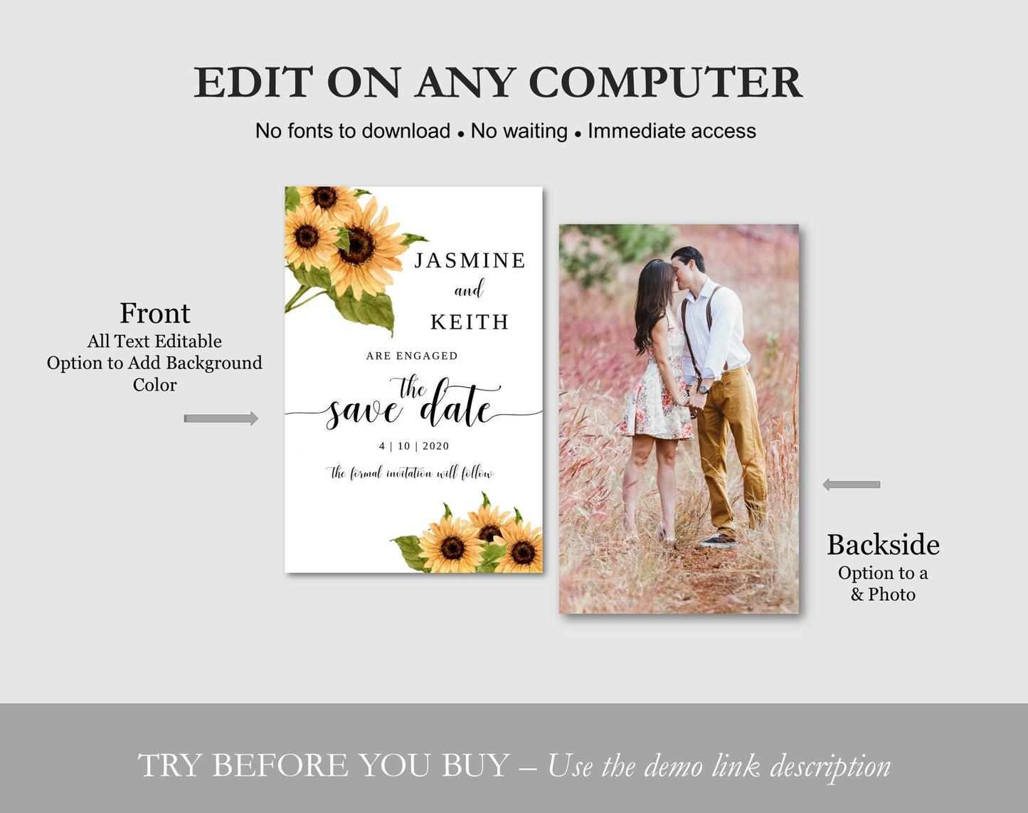 Save the Date with Sunflower