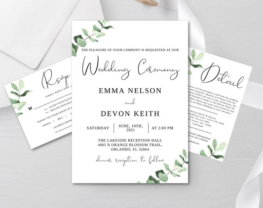 Eucalyptus Wedding Invitation Template