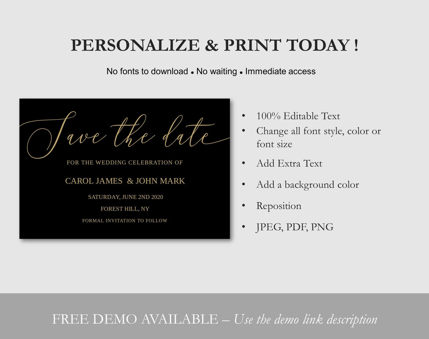 Black & Gold Save the Date - Digital Doc Inc