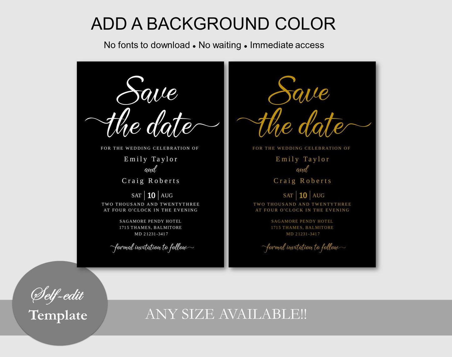 Black Save the Date Template - Digital Doc Inc