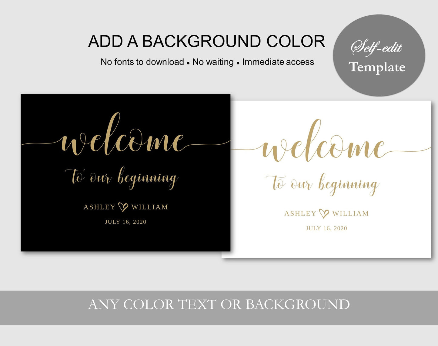 Black & White Wedding Welcome Sign - Digital Doc Inc