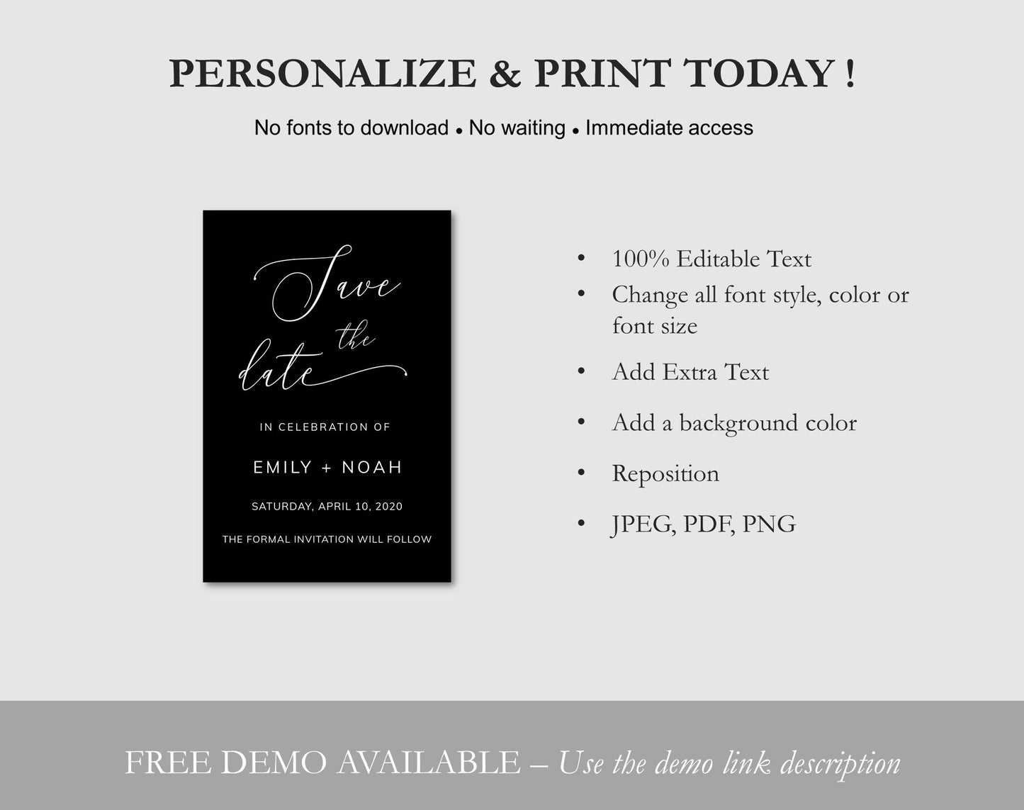 Black & White Save The Date - Digital Doc Inc