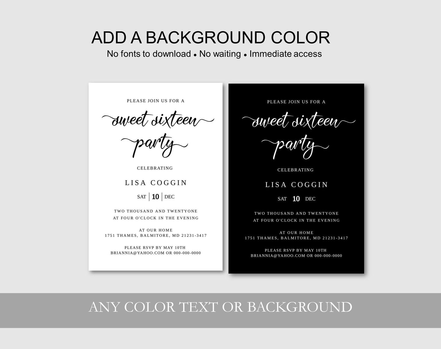 Sweet 16 Birthday Invitation Template - Digital Doc Inc