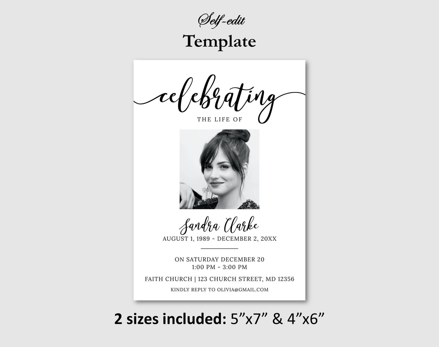 Memorial Invitation Printable - Digital Doc Inc
