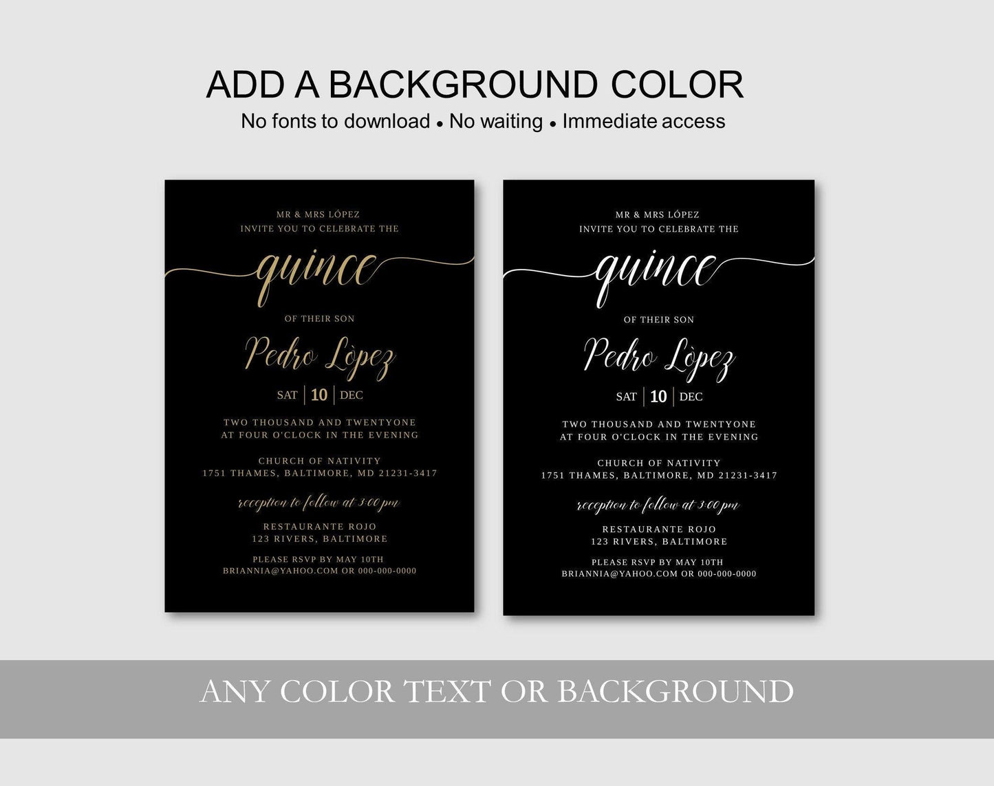 Quince Invitation Template 15th birthday invitation - Digital Doc Inc