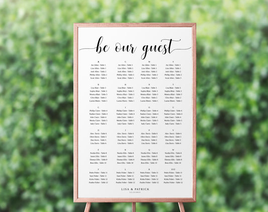 Alphabetical Seating Chart Template