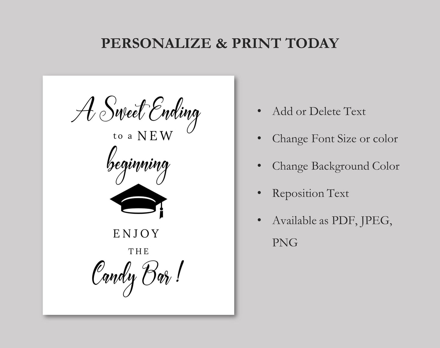 Graduation Is Sweet Party Sign - Digital Doc Inc