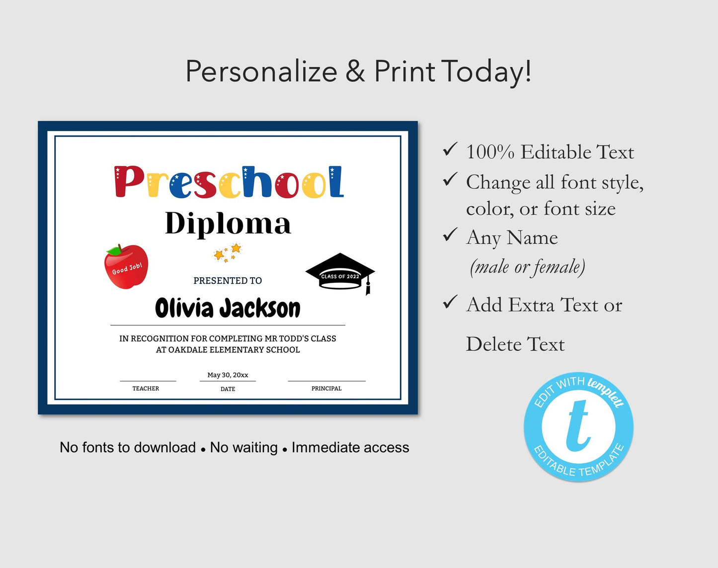 Graduation Diploma Printable
