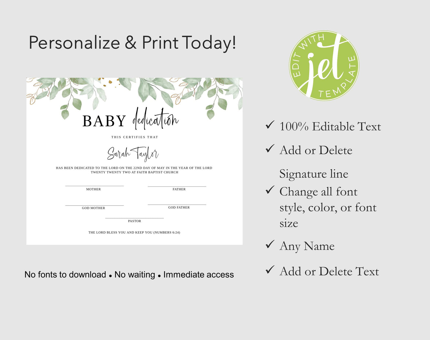Baby Dedication Certificate Design Template - Digital Doc Inc