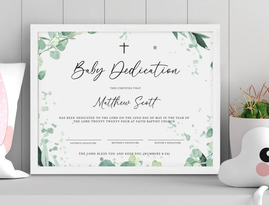 Baby Baptism Certificate Template Editable Printable Instant Download