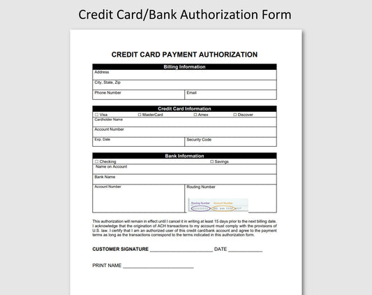 Credit Card Authorization Form