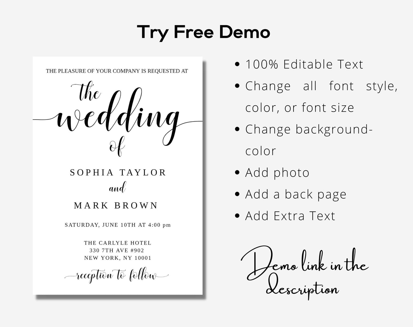 Minimalist Wedding Invitation Template - Digital Doc Inc