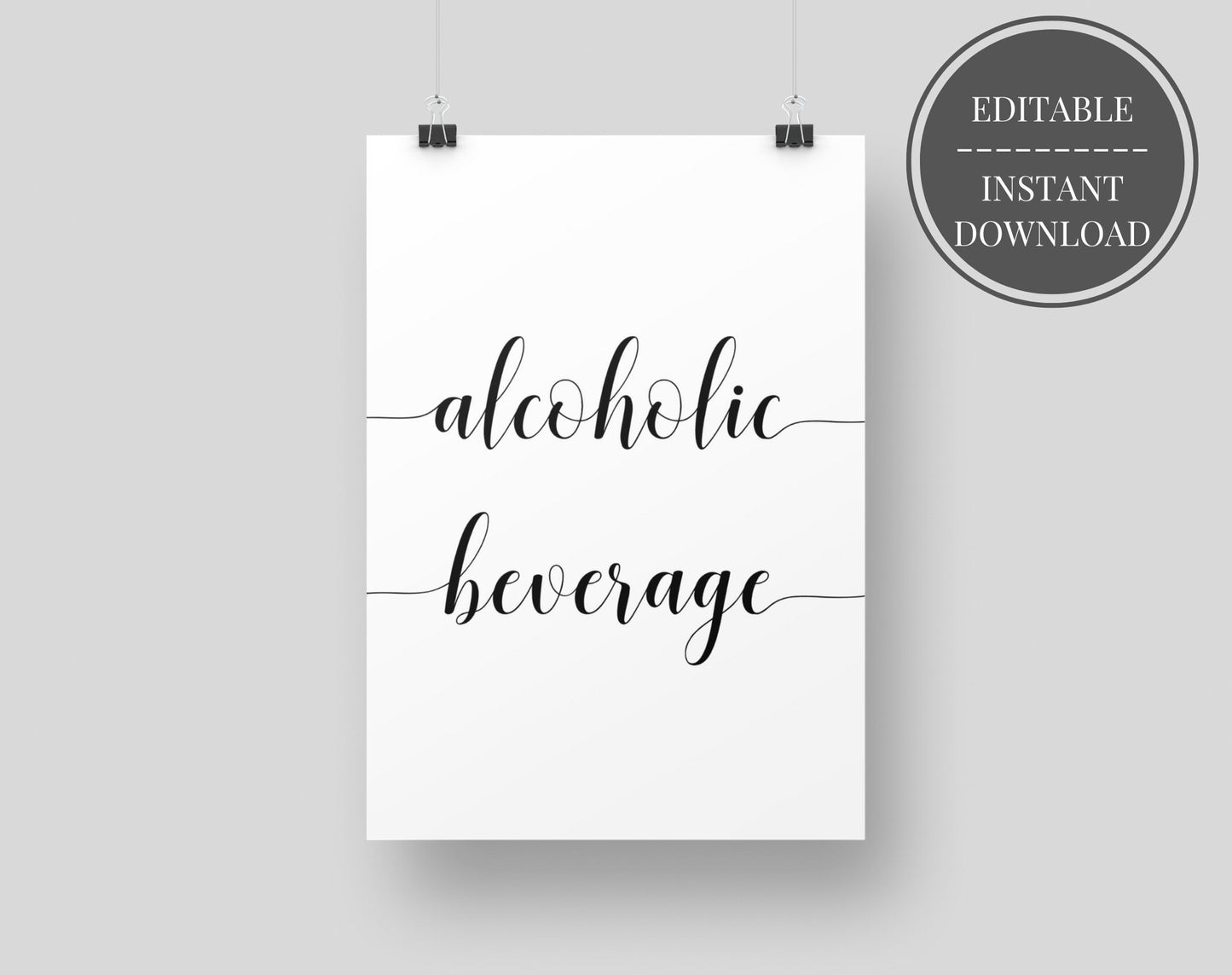 Alcoholic Beverage Party Sign, Booze Bash Decorations - Digital Doc Inc