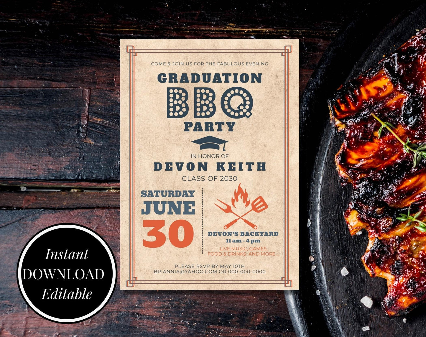 BBQ Graduation Invitation