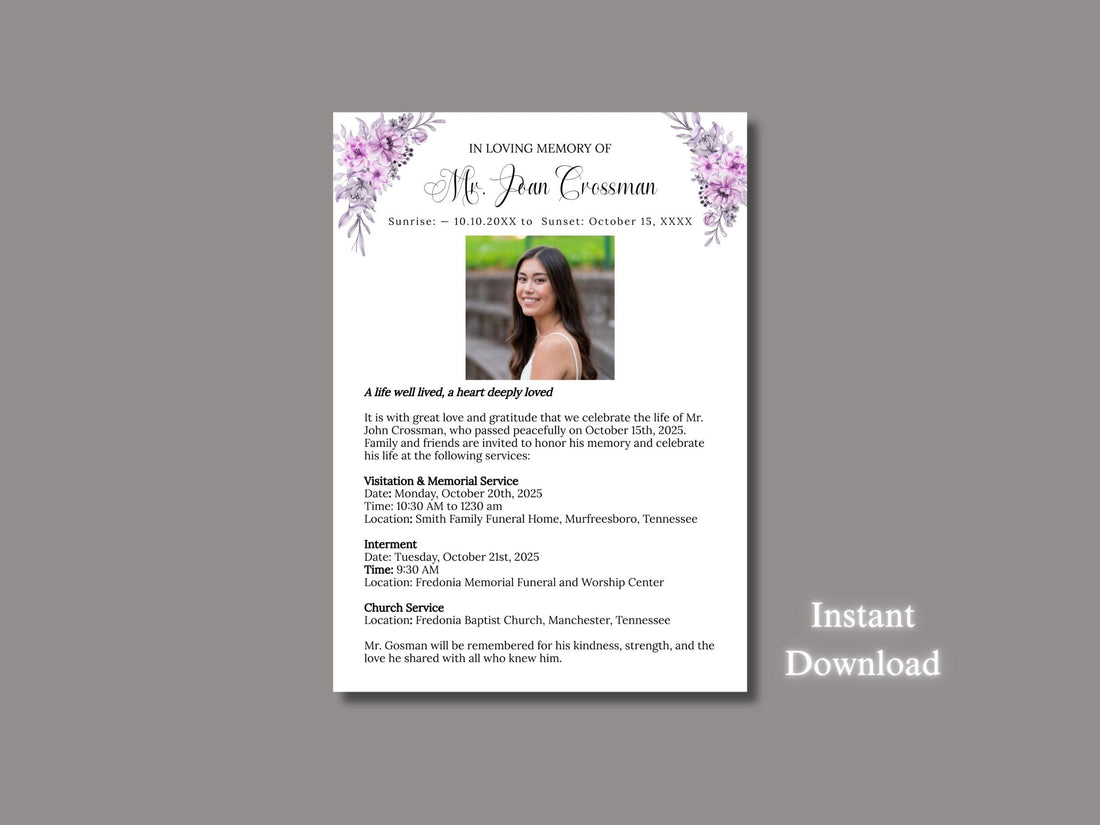 Create a Beautiful Tribute: Custom Funeral & Celebration of Life Templates Designed Just for You
